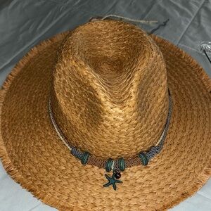 Stetson Brown Straw Hat with Starfish Charm